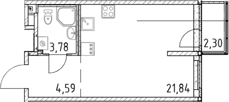 Квартира студия 30.21 м², 10/17 эт., ЖК «Город Первых»
